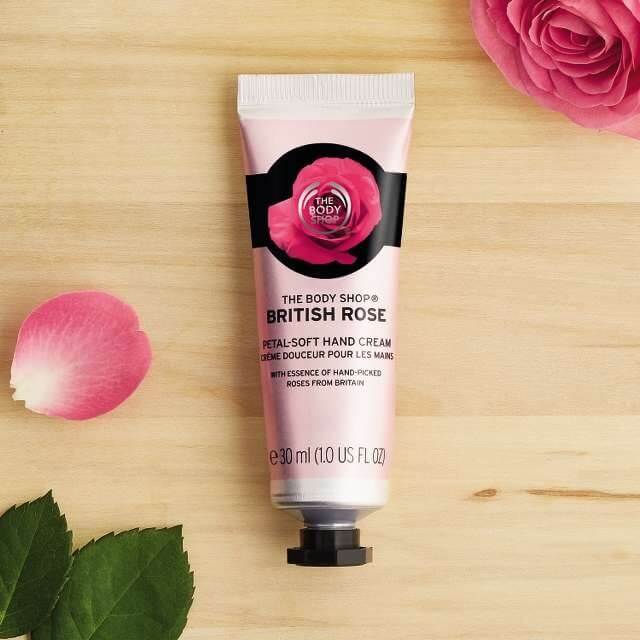 The Body Shop British Rose Petal Soft Hand Cream.